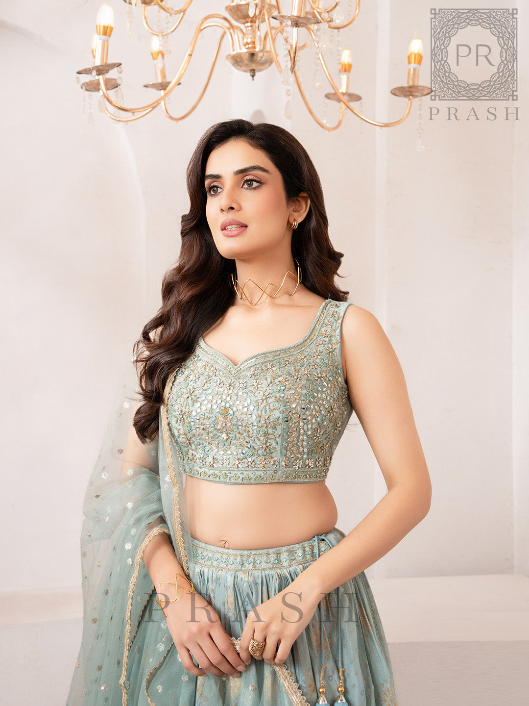 Sky Blue Silk Lehenga Wedding & Party Wear