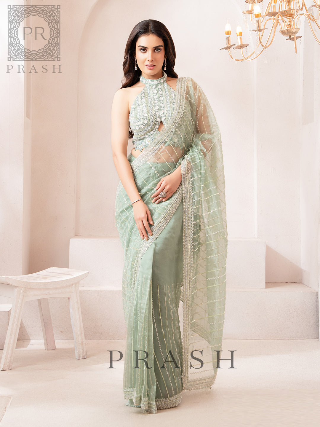 Mint Green Readymade Saree