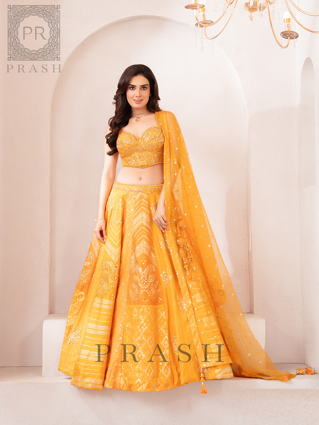 Orange Raw Silk Lehenga Choli Wedding & Festive Wear
