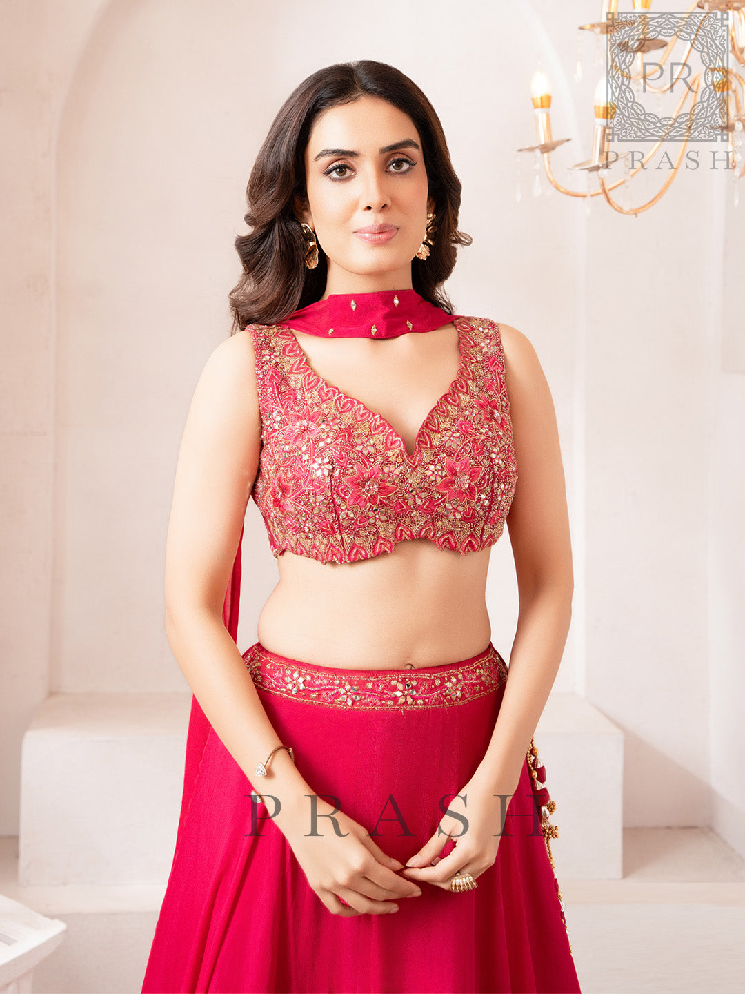 Modern Elegant Rani Chinon Lehenga