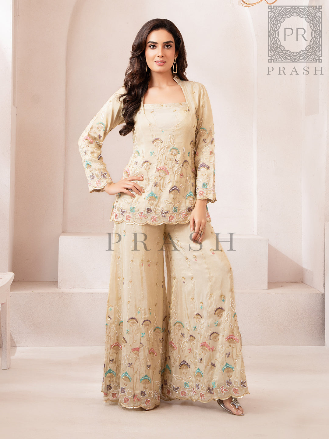 Raw Silk Indo Western Palazzo Set