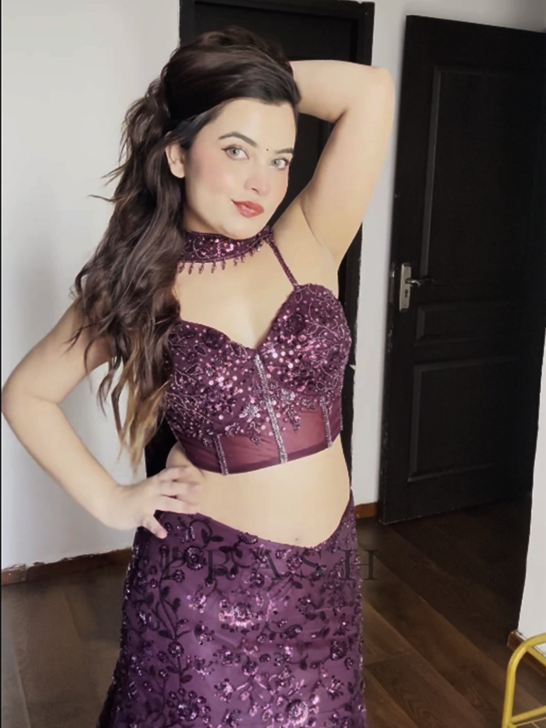 Wine Indo Western Fishcut Lehenga